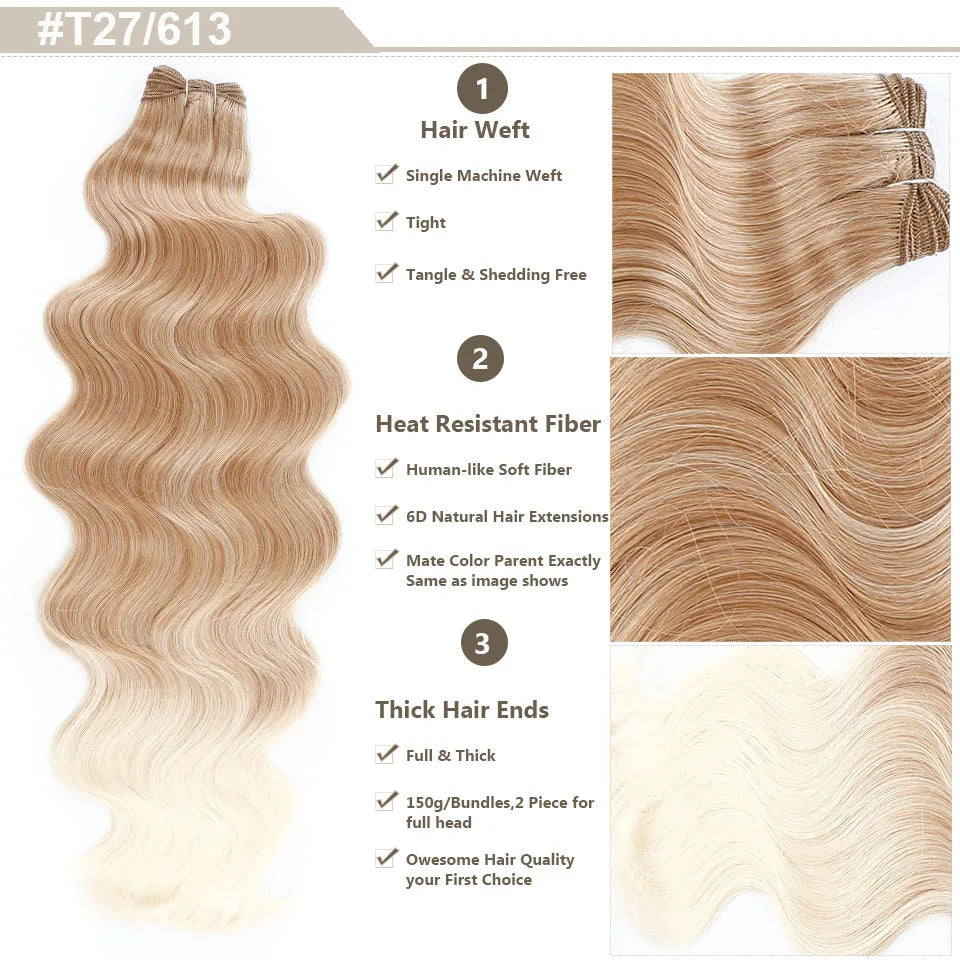 KentDO™ 30" Ombre Brown Body Wave Hair Extensions – Voluminous Look