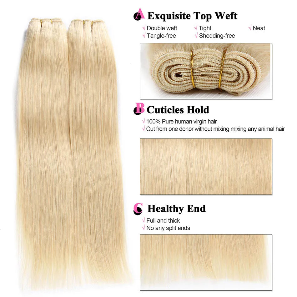 KentDO™ Straight Blonde Human Hair Extensions – Silky & Natural