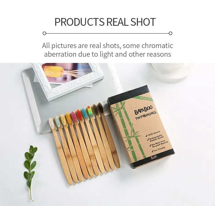 KentDO™ Bamboo Toothbrush Set – Eco-Friendly 10-Pack