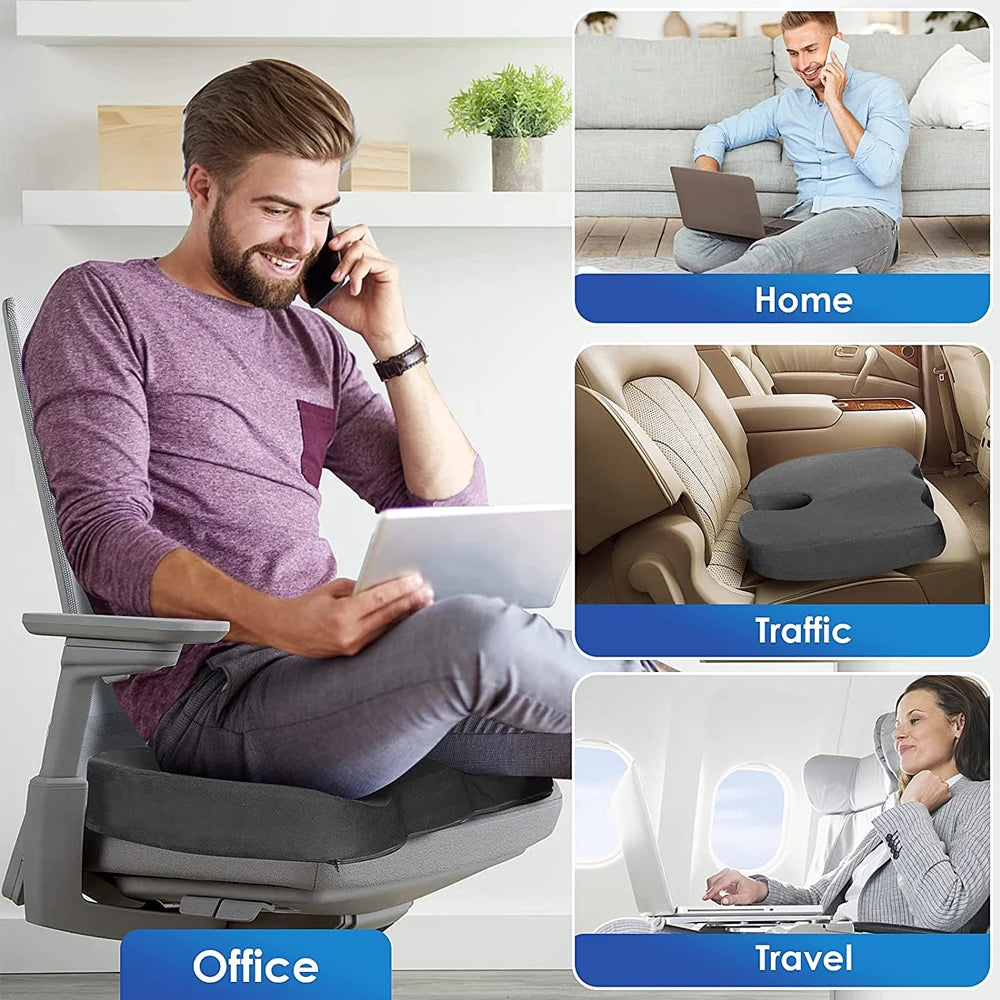 KentDO™ Memory Foam Seat Cushion – Coccyx & Back Relief