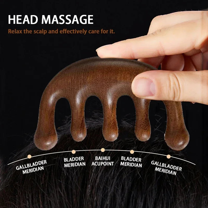 KentDO™ Sandalwood Scalp & Body Massage Comb – Stress Relief