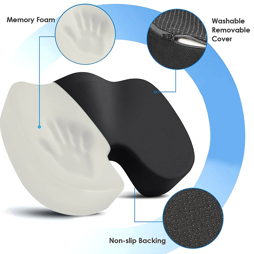 KentDO™ Memory Foam Seat Cushion – Coccyx & Back Relief