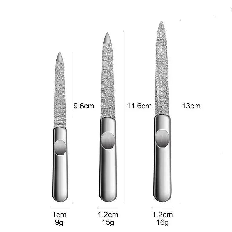 KentDO™ Stainless Steel Nail File Set – 3 Sizes, Double-Sided, Pro Nail Care