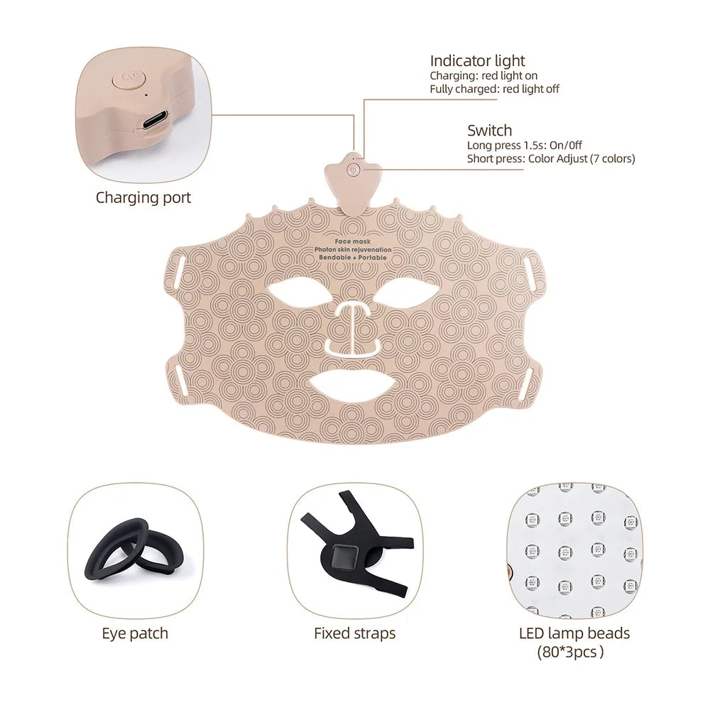 KentDO™ 7-Color LED Silicone Face Mask for Skin Repair & Brightening