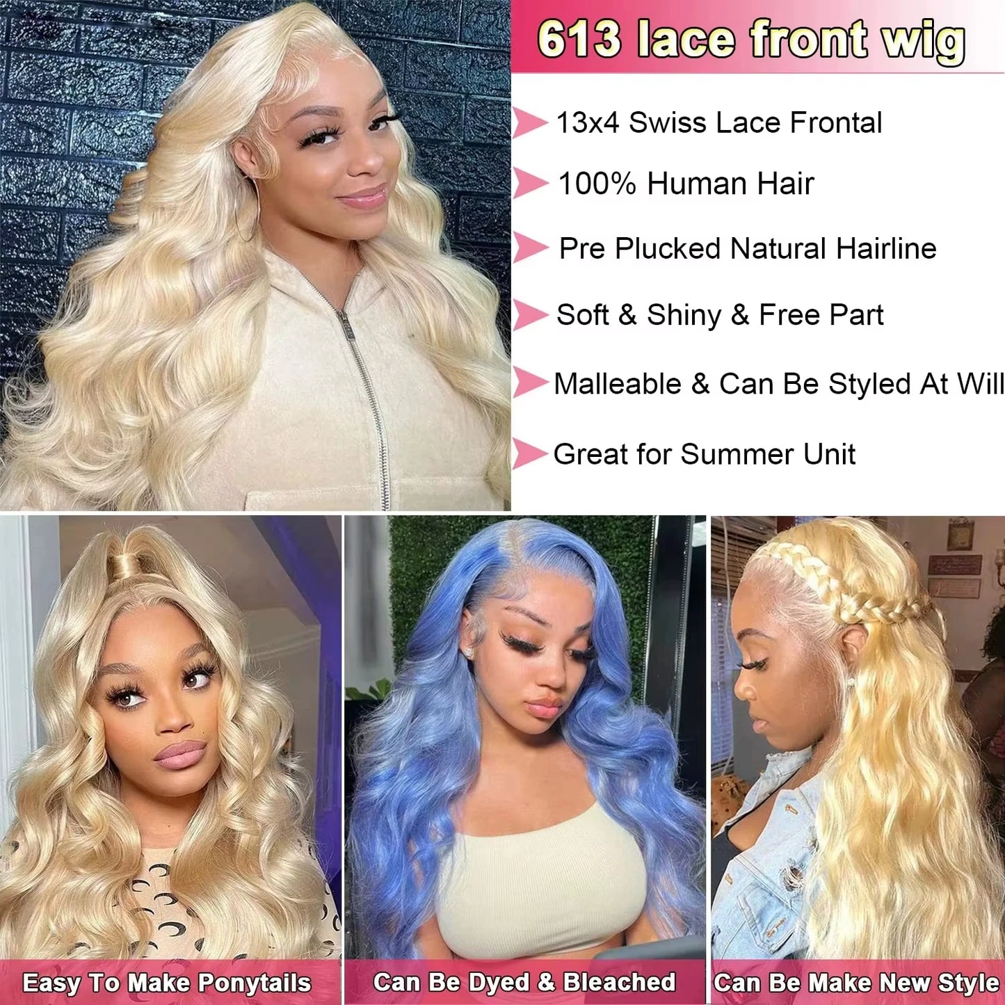 KentDO™ 613 Blonde Human Hair Wig – Luxurious HD Lace Shine