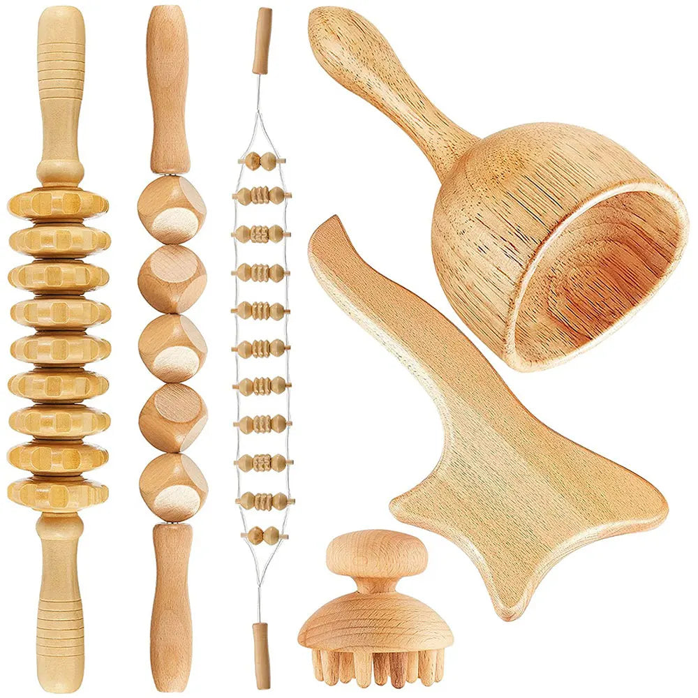 KentDO™ 6-in-1 Wooden Lymphatic Drainage Massage Set