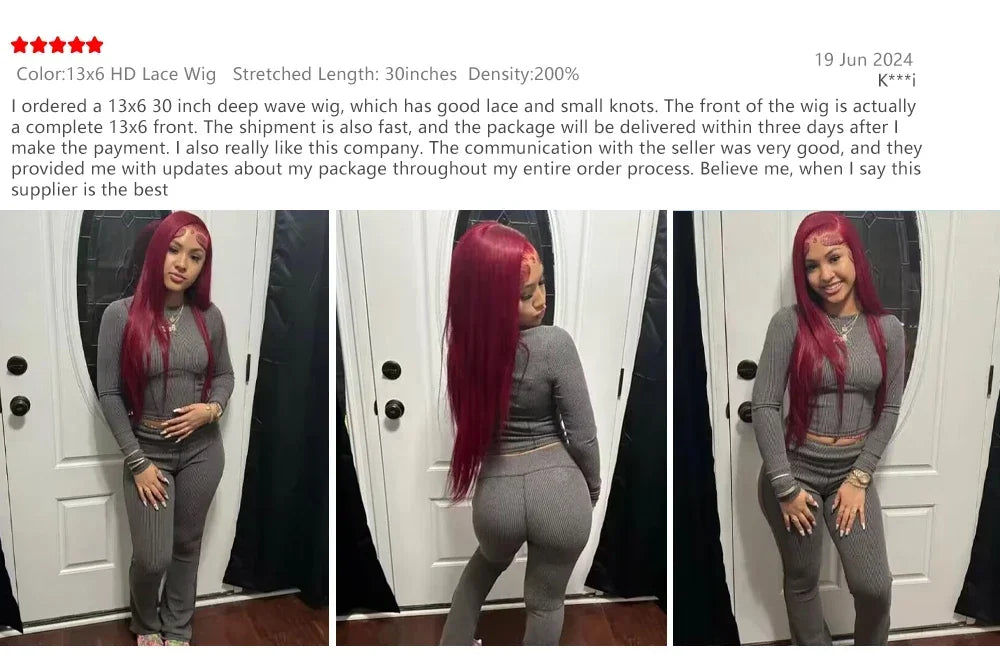 KentDO™ Burgundy Human Hair Wig – HD Lace, Natural Shine