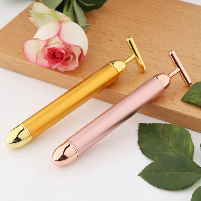 KentDO™ 24K Gold T-Shape Beauty Roller – Face Lift & Glow