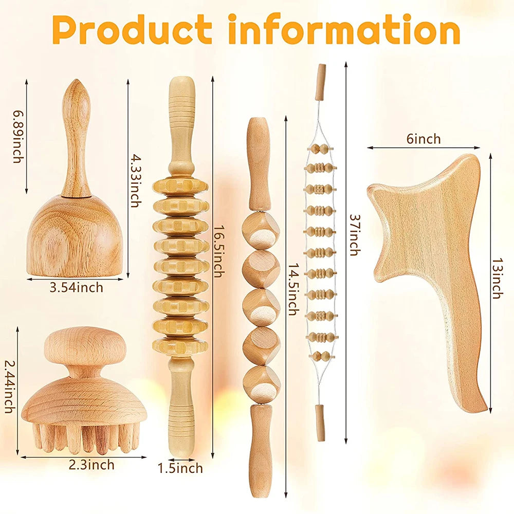 KentDO™ 6-in-1 Wooden Lymphatic Drainage Massage Set