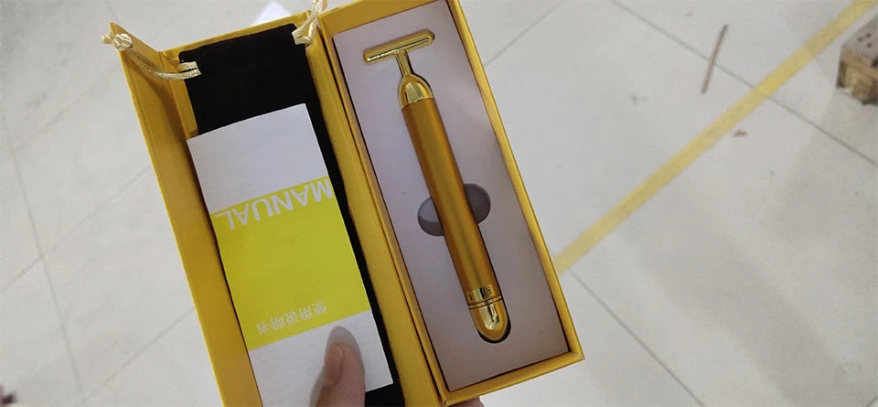 KentDO™ 24K Gold T-Shape Beauty Roller – Face Lift & Glow