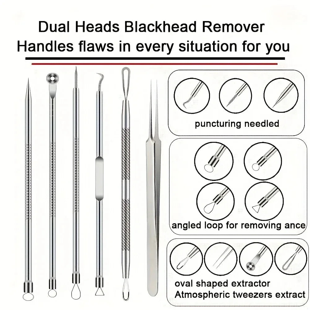 KentDO™ 6Pcs Pimple Tweezers Set – Pro Acne Care Tool