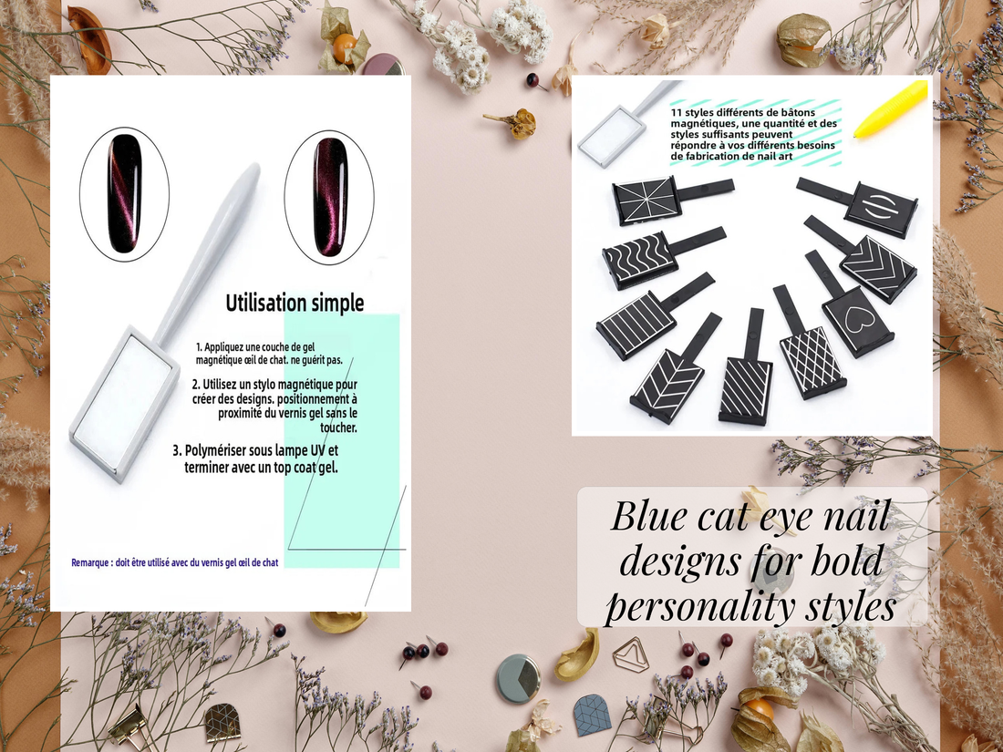 Blue cat eye nail designs for bold personality styles