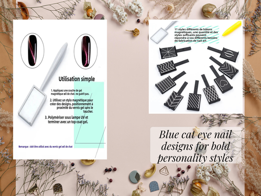 Blue cat eye nail designs for bold personality styles