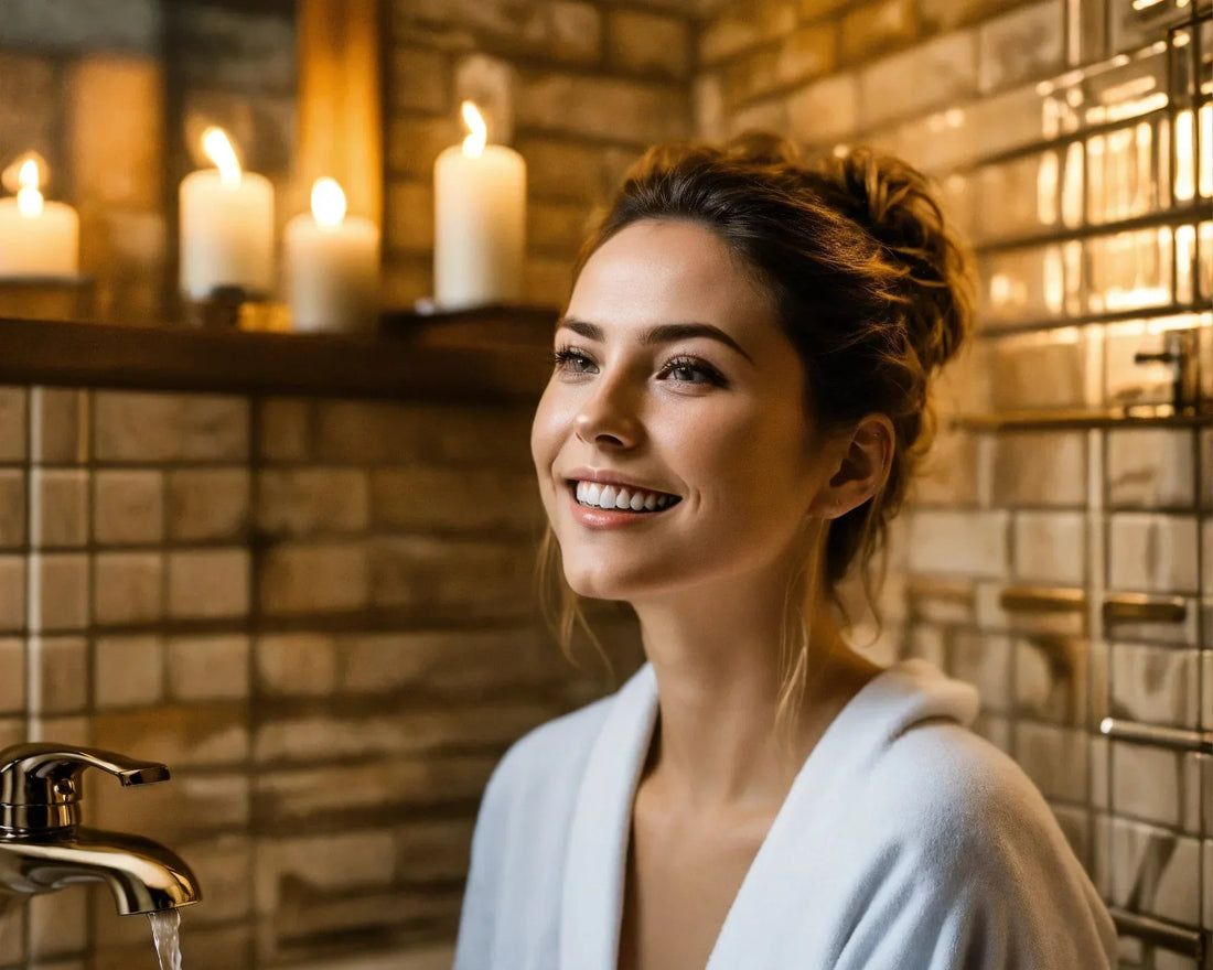 Lit candles and a diffuser creating a relaxing spa ambiance.