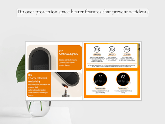 Tip over protection space heater features that prevent accidents
