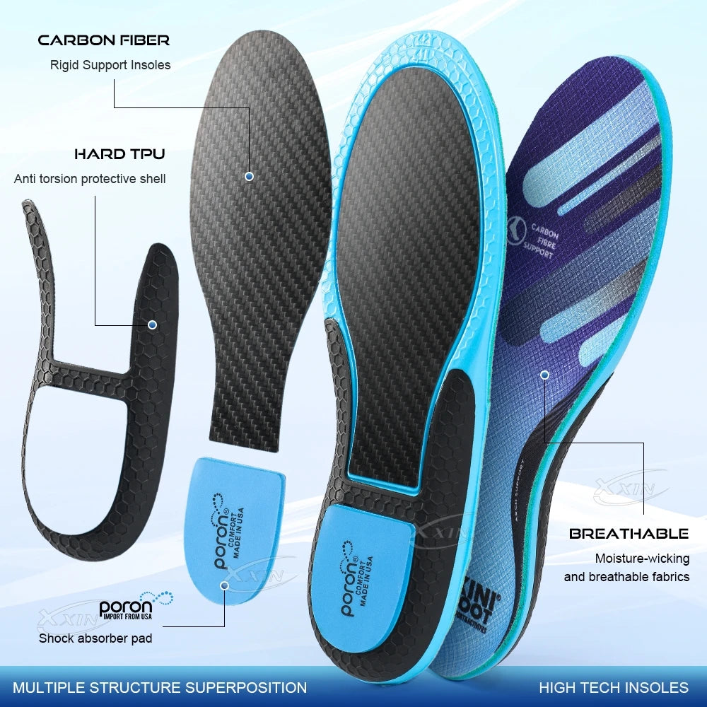 Carbon Fiber Insoles with PORON Heel Cushion & Arch Support
