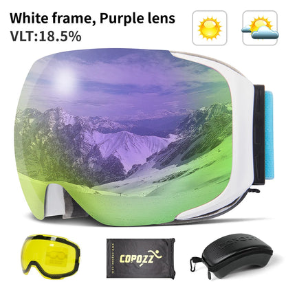 Magnetic Ski Goggles with Quick-Change Lens & UV400