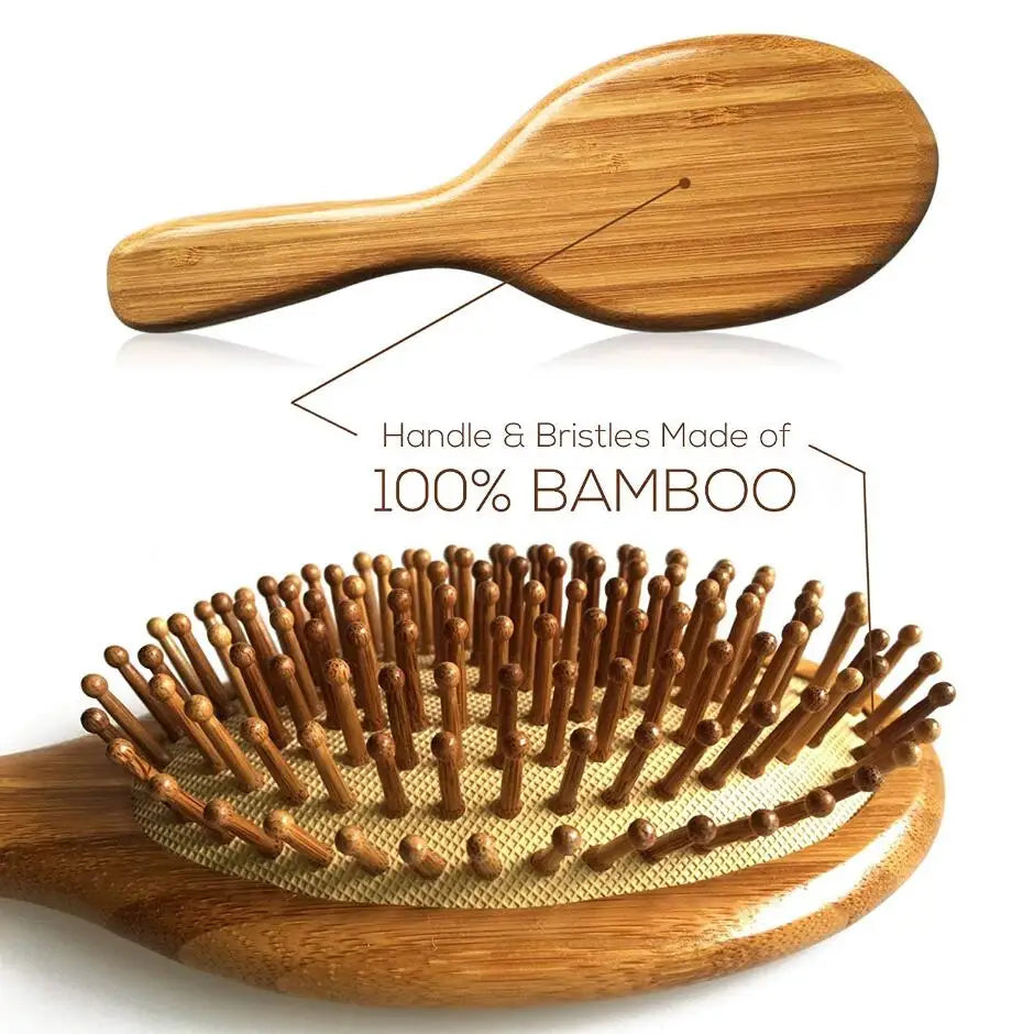 KentDO™ Bamboo Paddle Hair Brush – Anti-Static & Scalp Massage