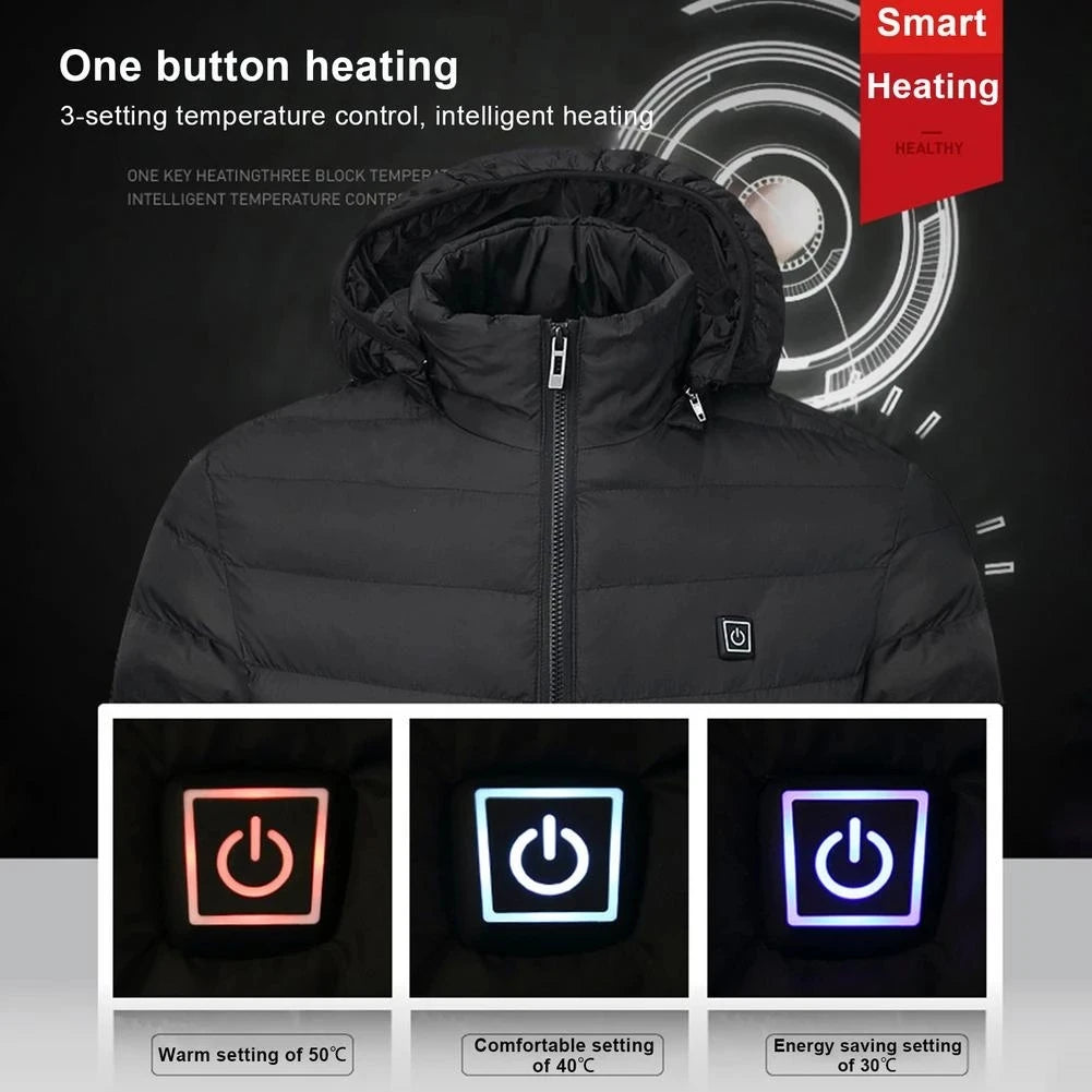 Men Heated Jacket USB Electric Warm Winter Coat