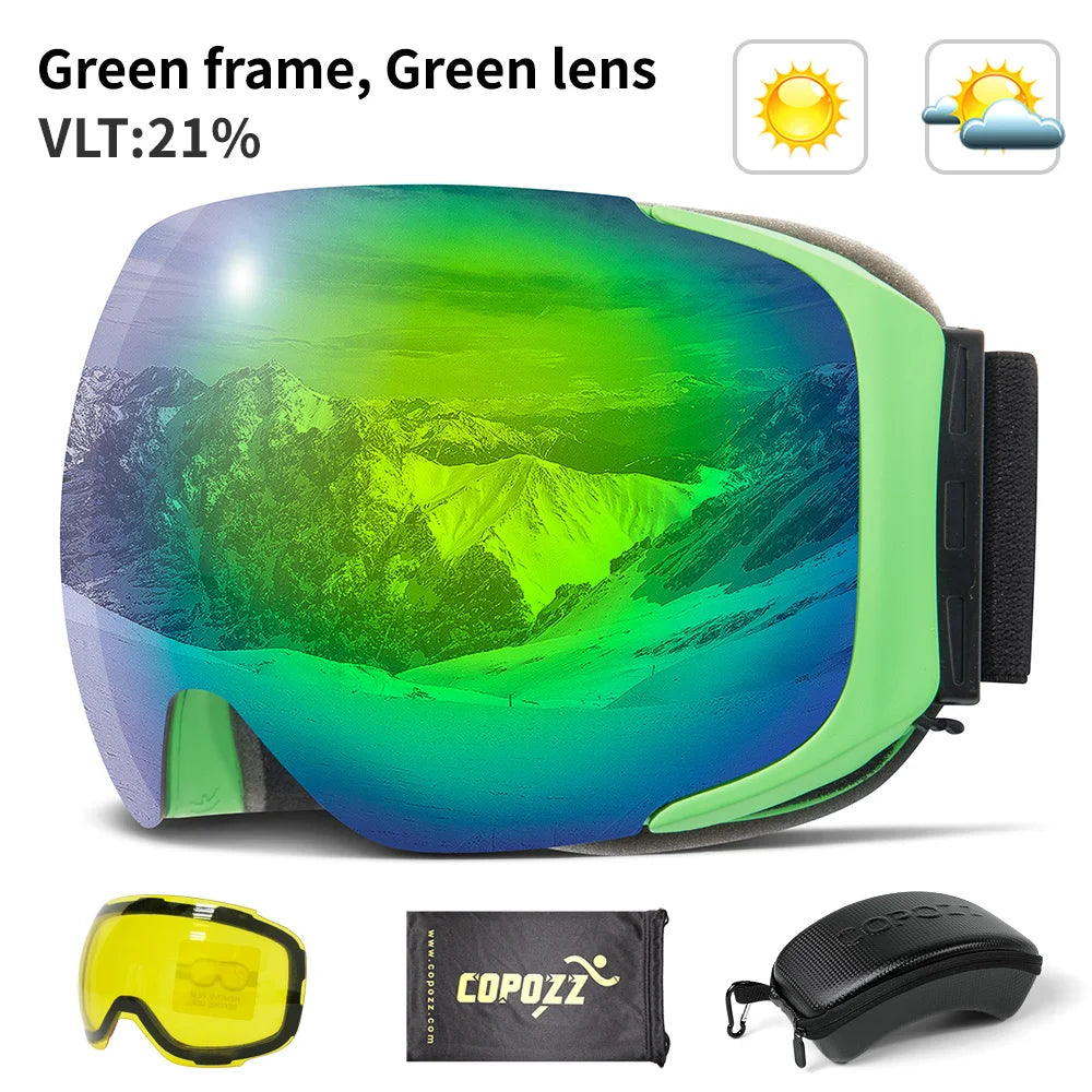Magnetic Ski Goggles with Quick-Change Lens & UV400