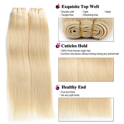 KentDO™ Straight Blonde Human Hair Extensions – Silky & Natural