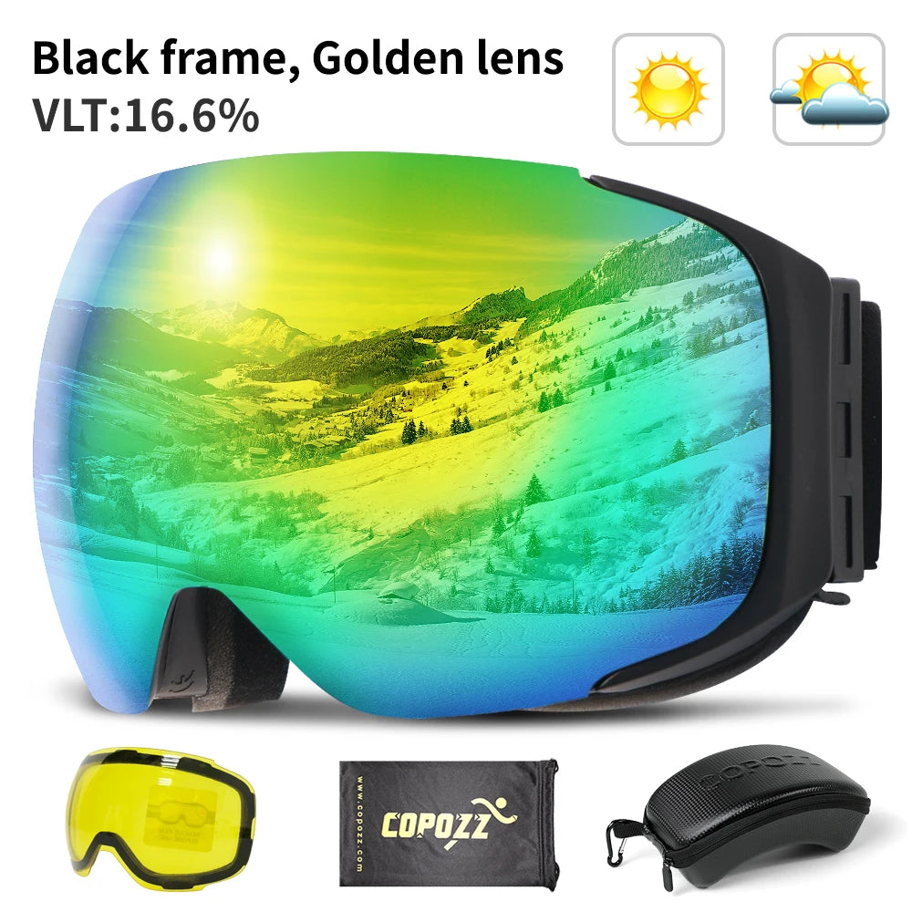 Magnetic Ski Goggles with Quick-Change Lens & UV400