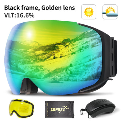 Magnetic Ski Goggles with Quick-Change Lens & UV400