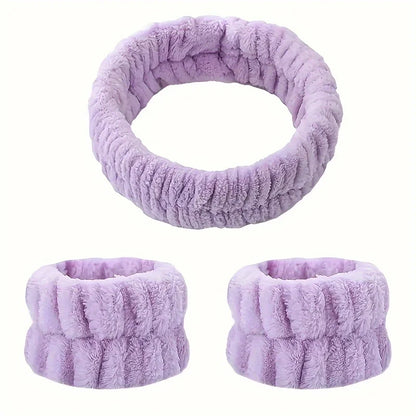 KentDO™ Coral Velvet Headband & Wristband Set – Skincare Helper
