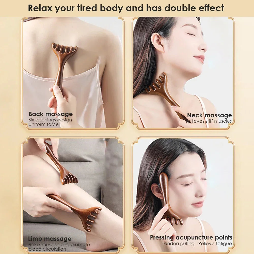 KentDO™ Sandalwood Massage Comb – Stress Relief & Skin Glow