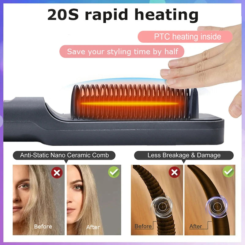 KentDO™ Electric Straightening Comb – Anti-Scald, Ionic Brush