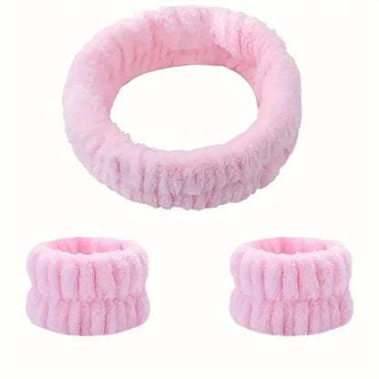 KentDO™ Coral Velvet Headband & Wristband Set – Skincare Helper