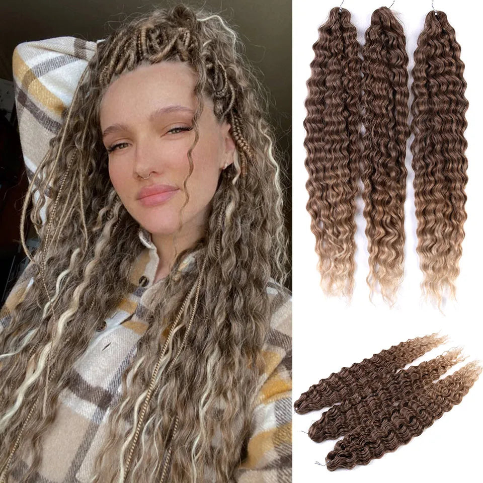 KentDO™ Water Wave Crochet Hair – Soft, Natural Curls 22"