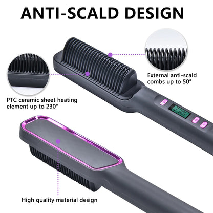 KentDO™ Electric Straightening Comb – Anti-Scald, Ionic Brush