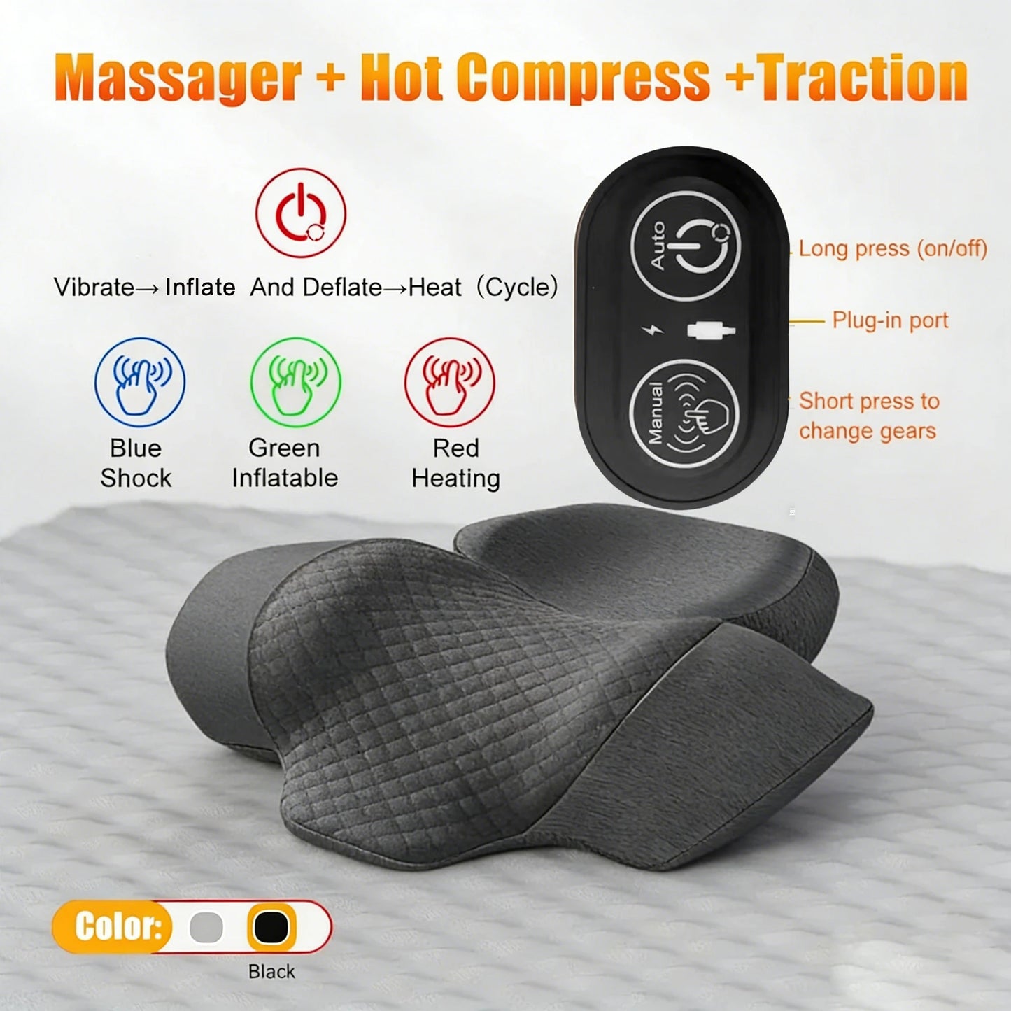Electric Neck Massager Pillow with Heat & Vibration Relief