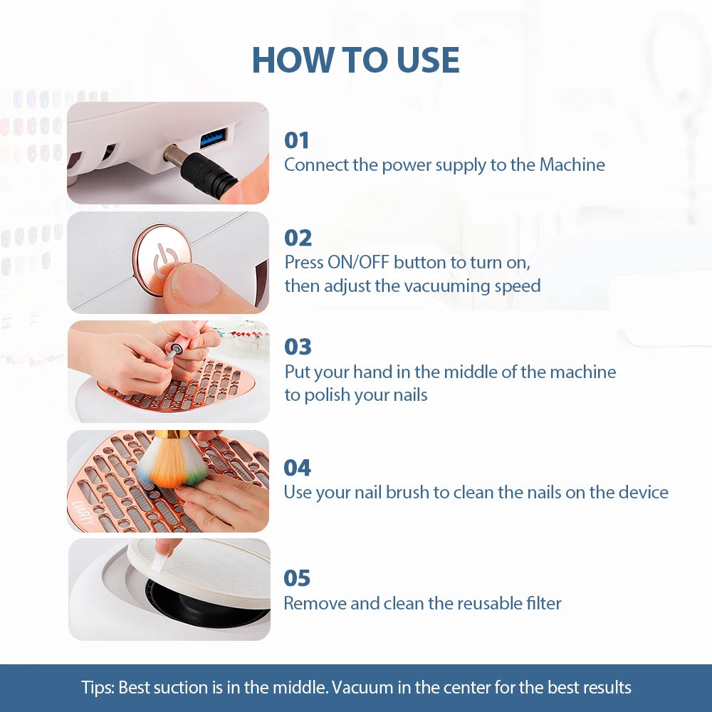 KentDO™ Nail Dust Collector 130W Powerful Brushless Vacuum