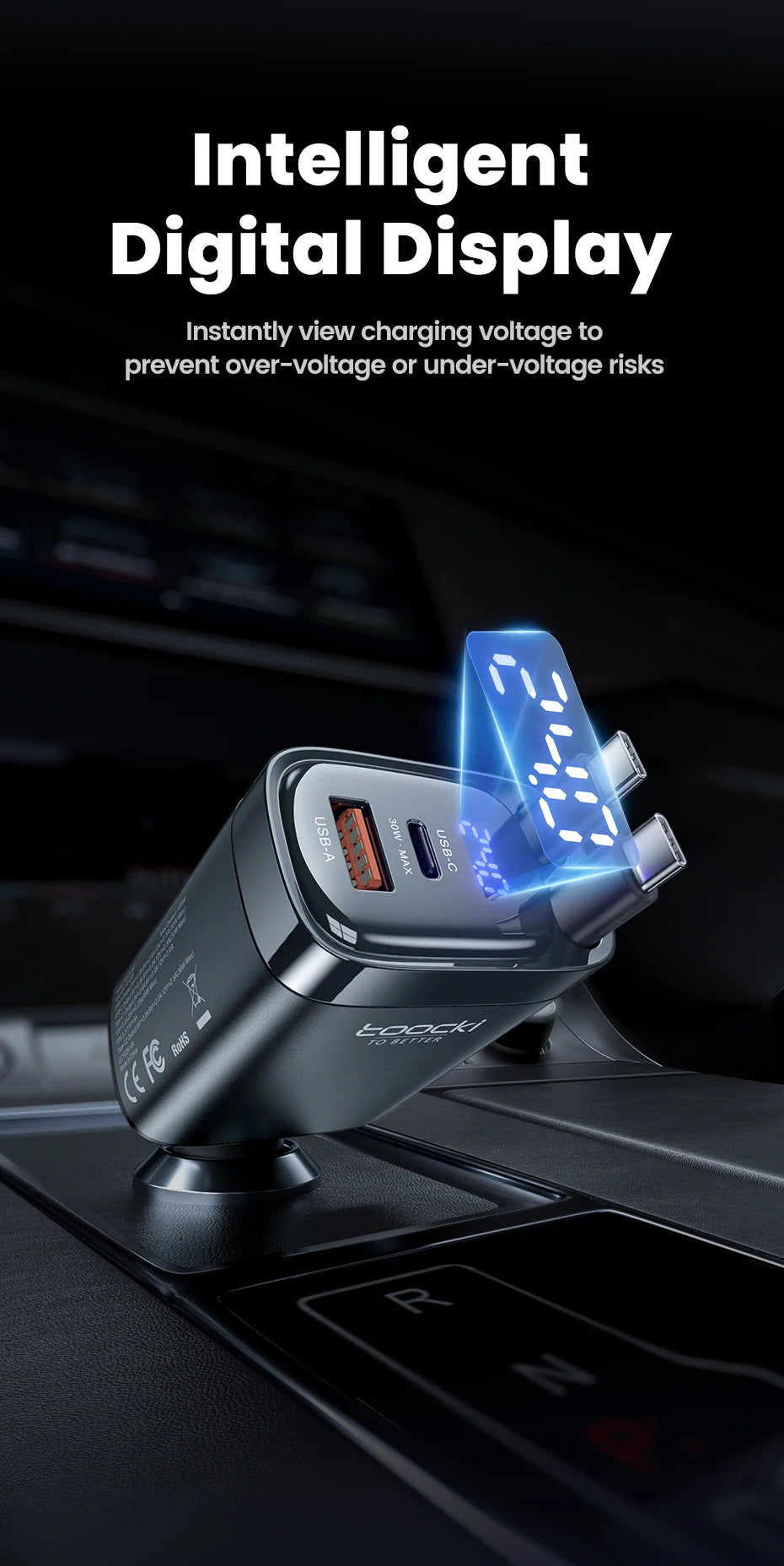 KentDO™ Retractable Car Charger – 105W Fast Multi-Device Adapter