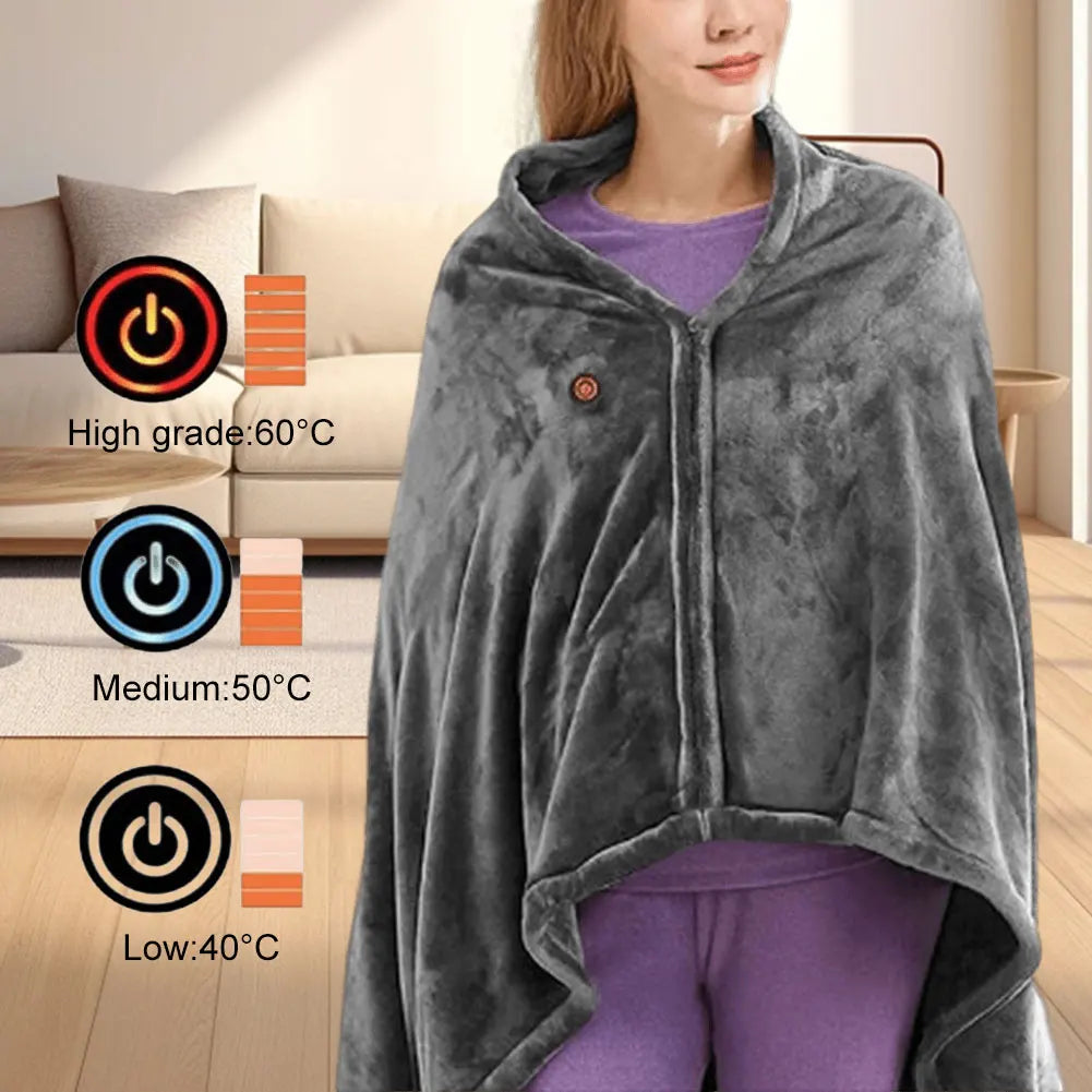 USB Heated Blanket Shawl for Portable Full-Body Warmth