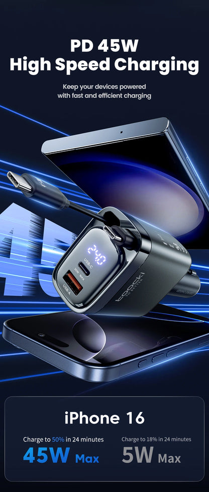 KentDO™ Retractable Car Charger – 105W Fast Multi-Device Adapter