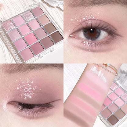KentDO™ 16-Color Eyeshadow – Matte & Shimmer Earth Tones
