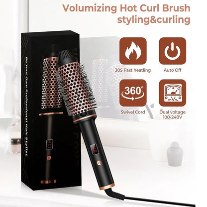 KentDO™ 1.5" Heated Curling Brush – Ceramic Hair Styler