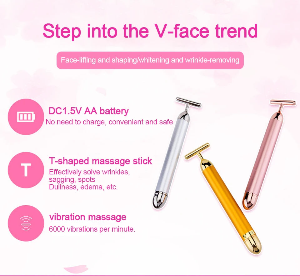 KentDO™ 24K Gold T-Shape Beauty Roller – Face Lift & Glow