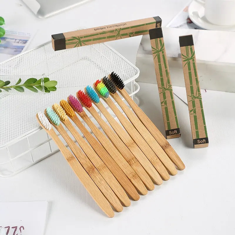 KentDO™ Bamboo Toothbrush Set – Eco-Friendly 10-Pack
