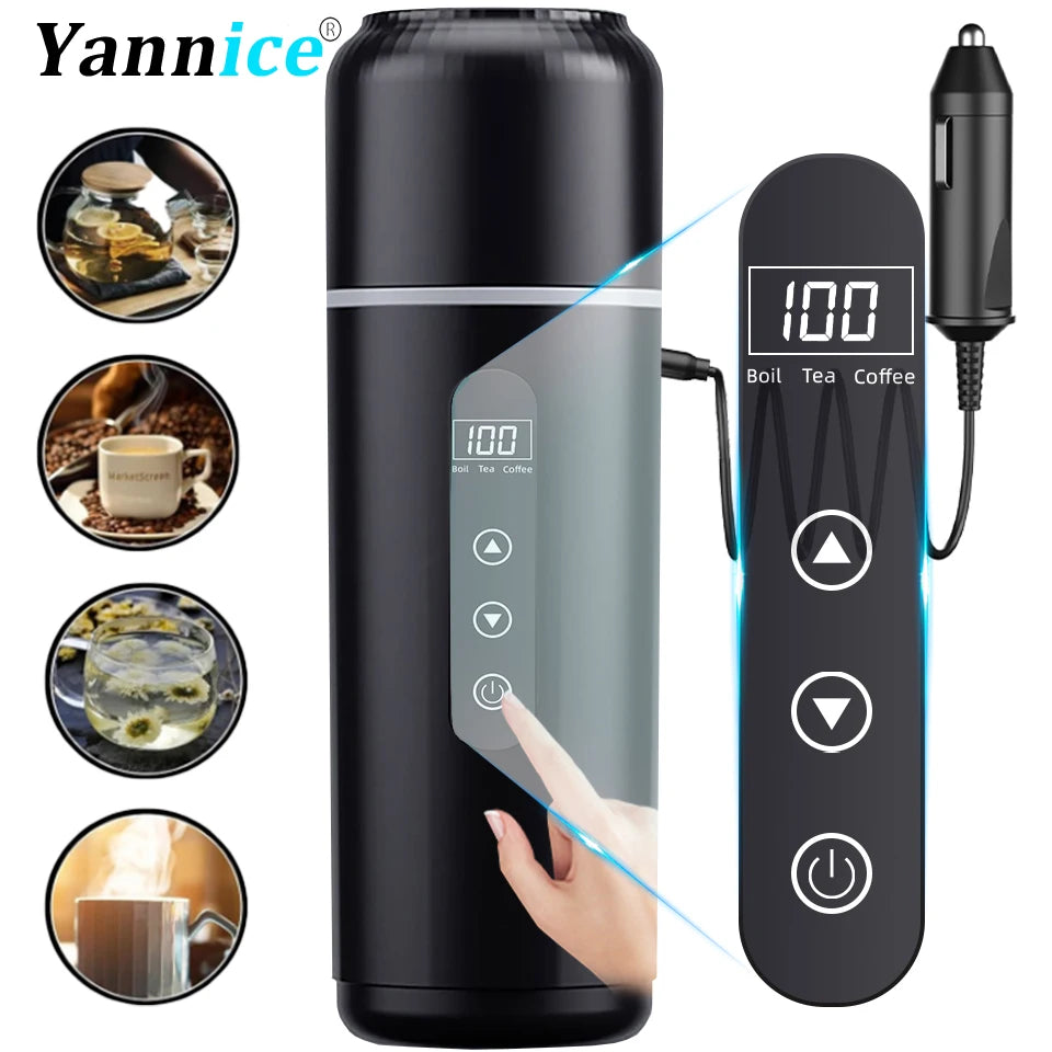 12V Portable Car Electric Kettle 500ml – Fast Heat Travel Cup