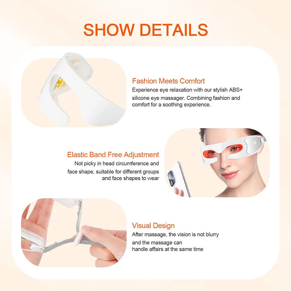 LED Eye Massager with Photon Therapy for Dark Circles Relief