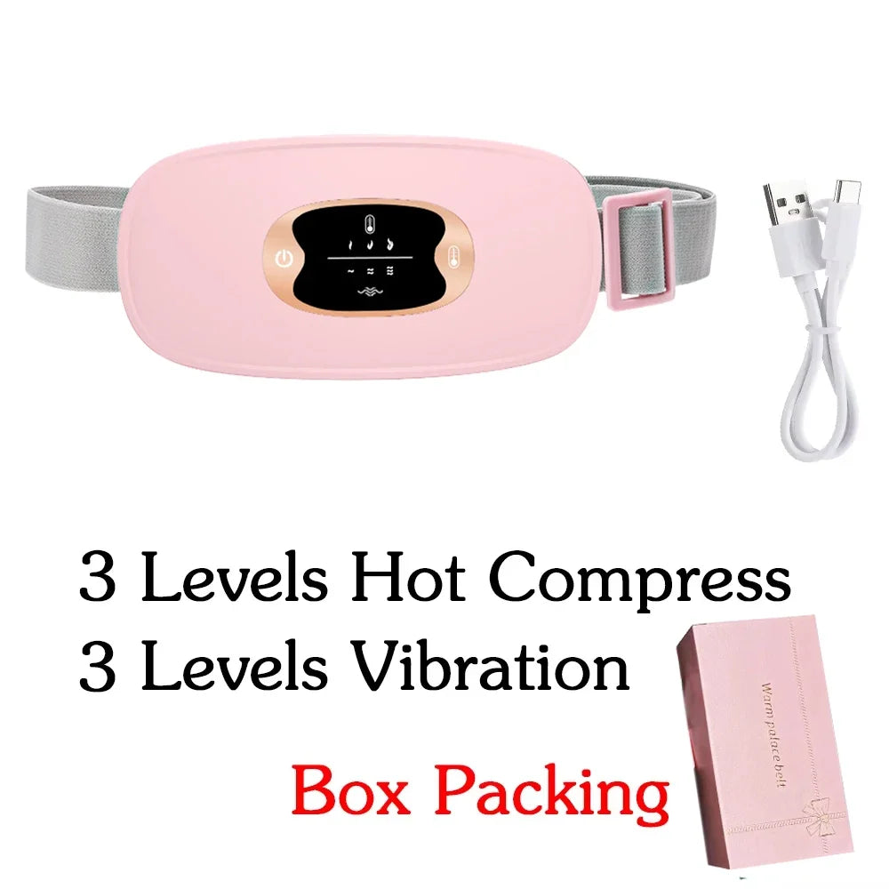 Rechargeable menstrual heating belt with gentle vibration for lower abdominal comfort