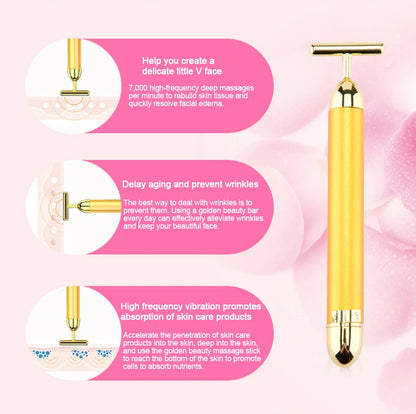 KentDO™ 24K Gold T-Shape Beauty Roller – Face Lift & Glow