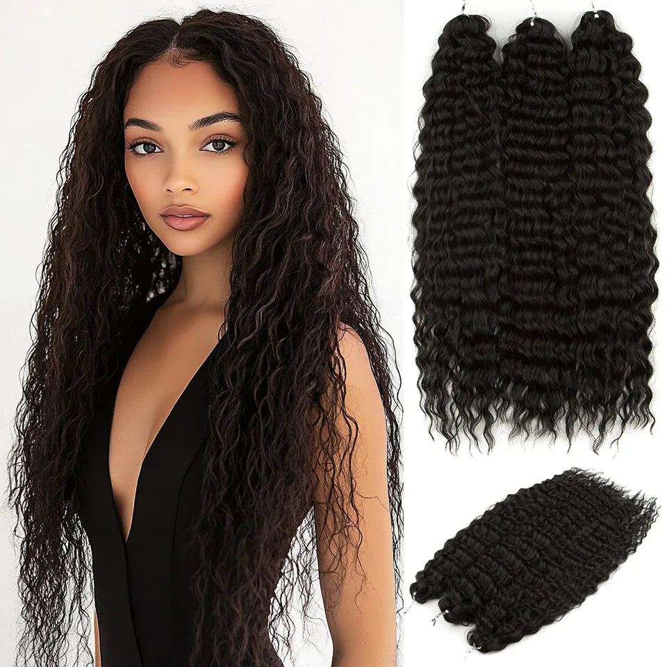 KentDO™ Water Wave Crochet Hair – Soft, Natural Curls 22"