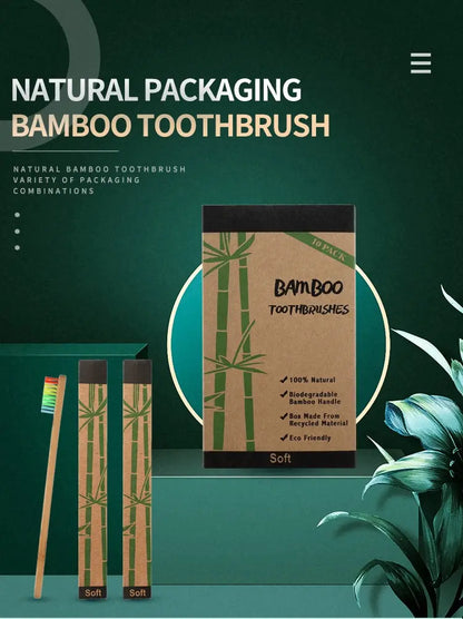 KentDO™ Bamboo Toothbrush Set – Eco-Friendly 10-Pack