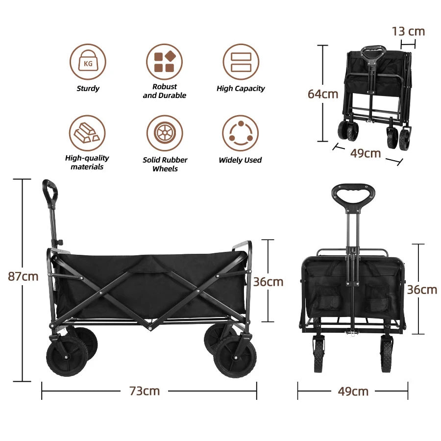 Heavy Duty Folding Wagon with Large Capacity Storage Cart