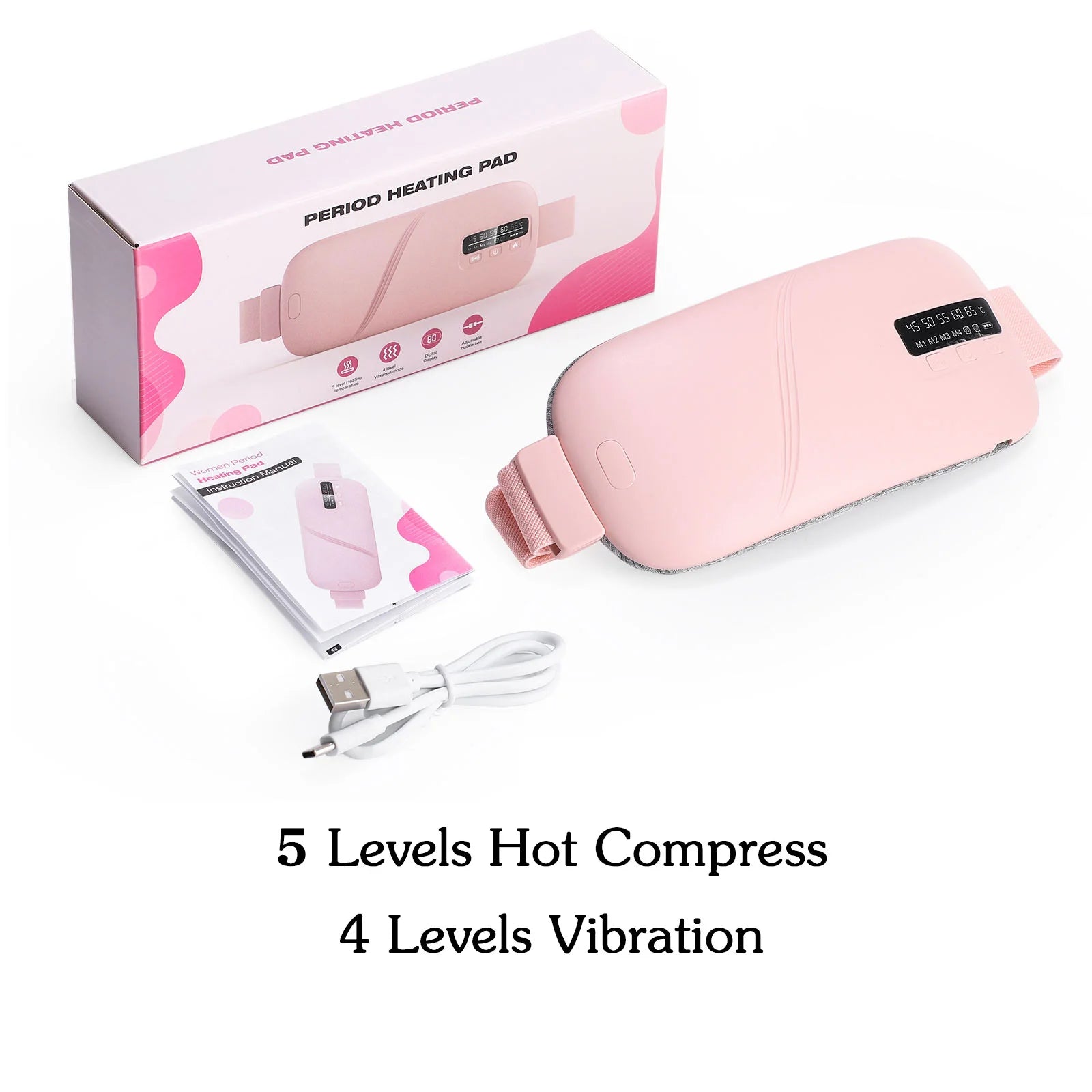 Wearable menstrual heating belt for comfortable cordless use at home or work